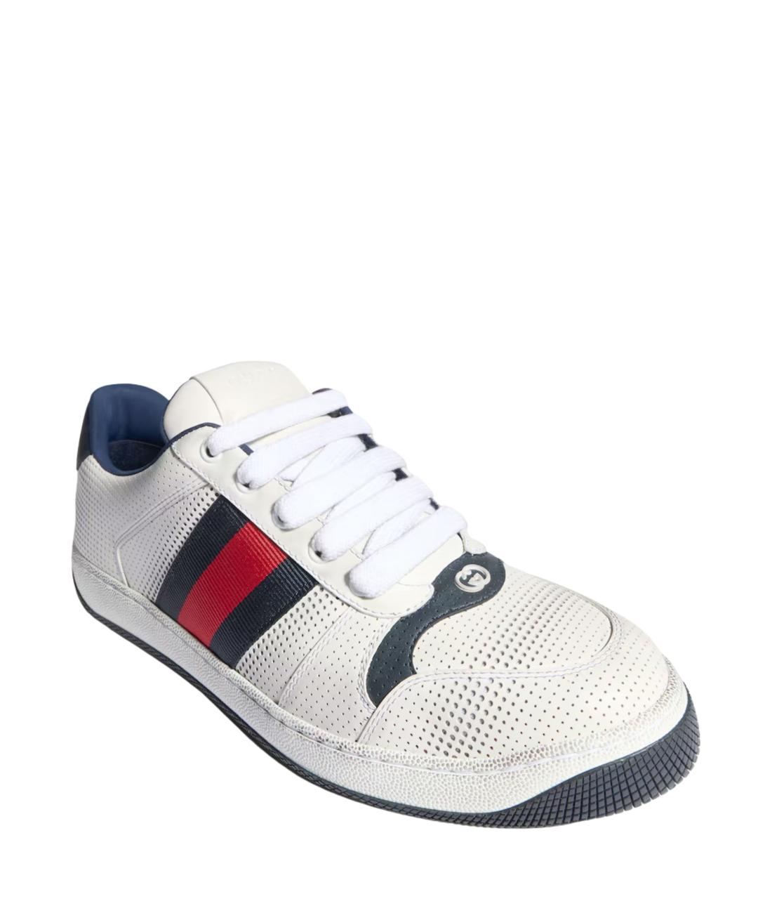 GUCCI Белые кожаные низкие кроссовки / кеды, фото 2