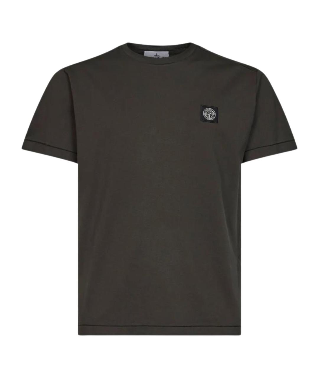 STONE ISLAND Серая хлопковая футболка, фото 1