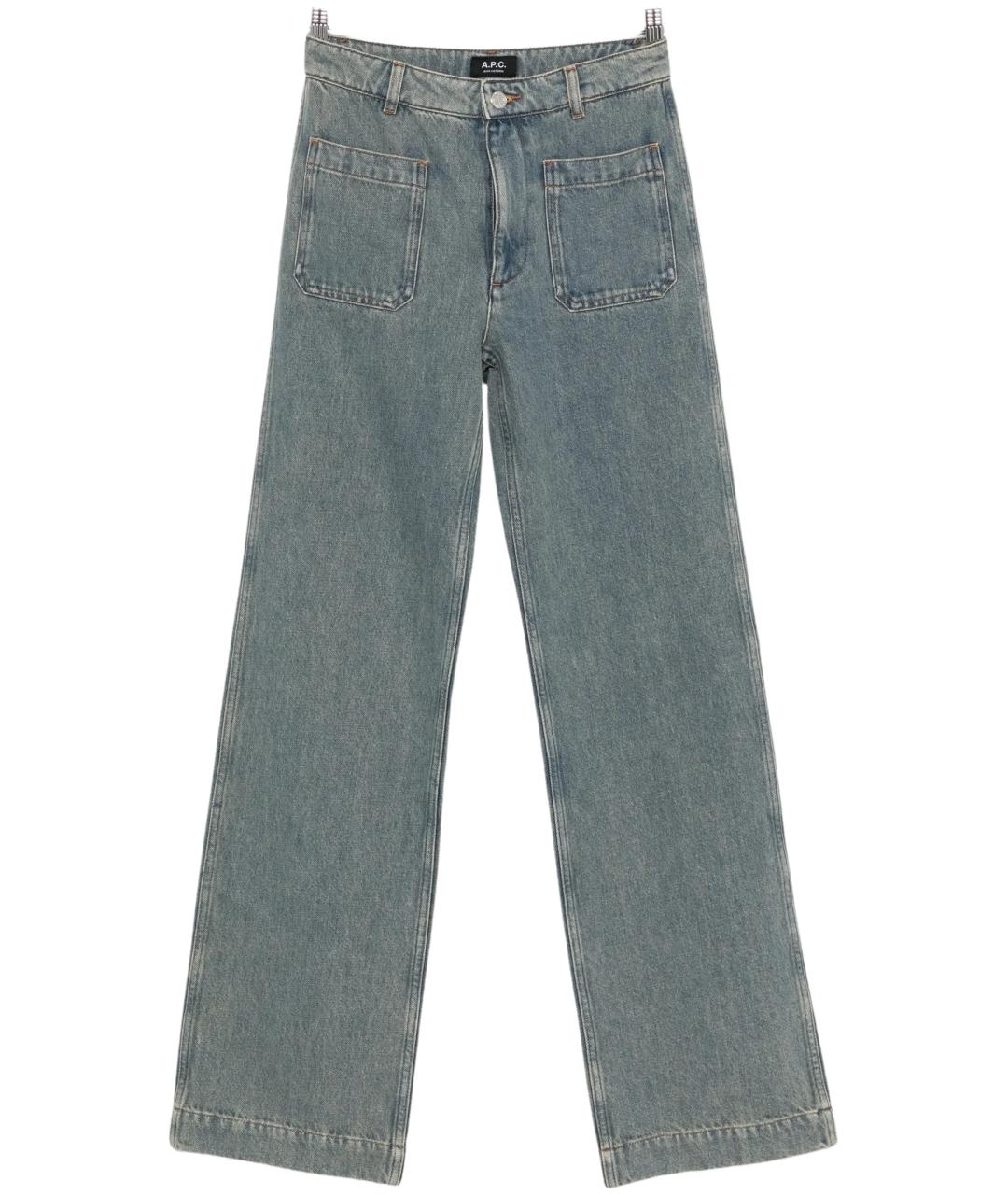A.P.C. Голубые хлопковые прямые джинсы, фото 1