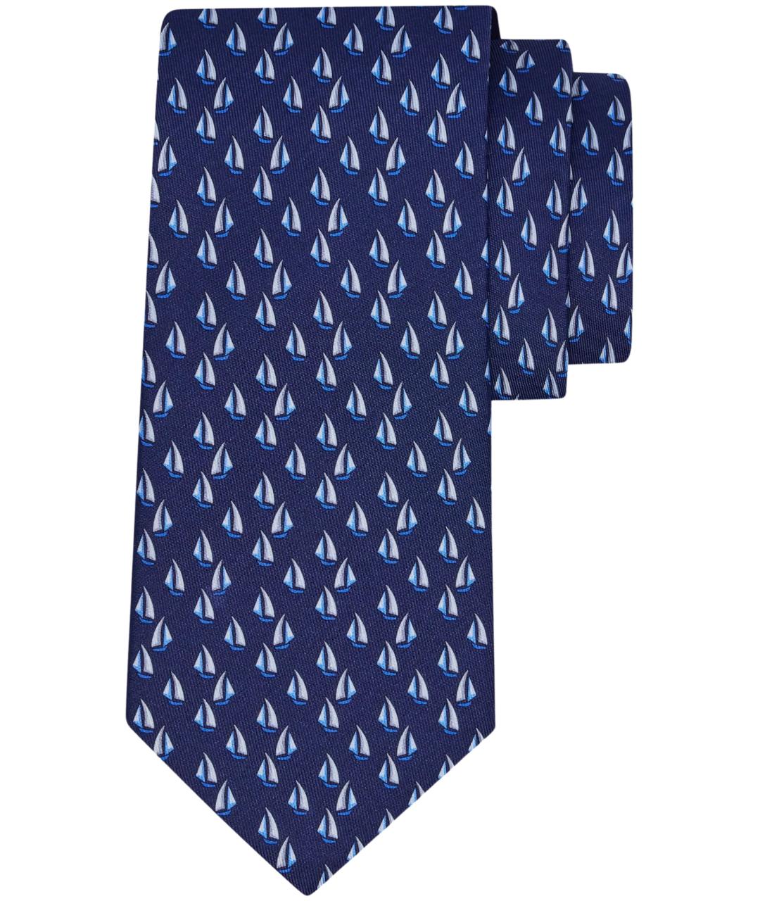 FERRAGAMO Синий шелковый галстук, фото 1