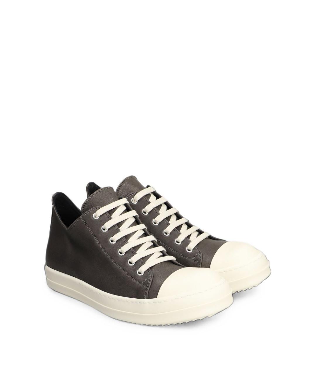 RICK OWENS Черные кожаные высокие кроссовки / кеды, фото 5