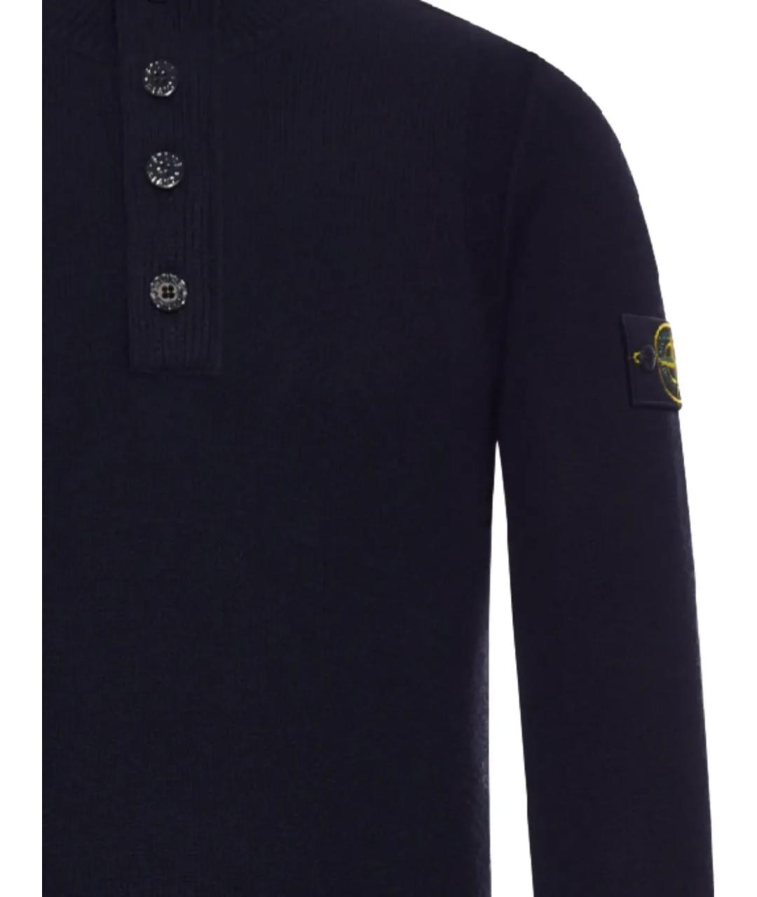 STONE ISLAND Темно-синий шерстяной джемпер / свитер, фото 3