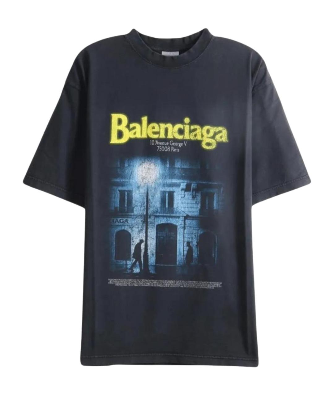 BALENCIAGA Черная хлопковая футболка, фото 1
