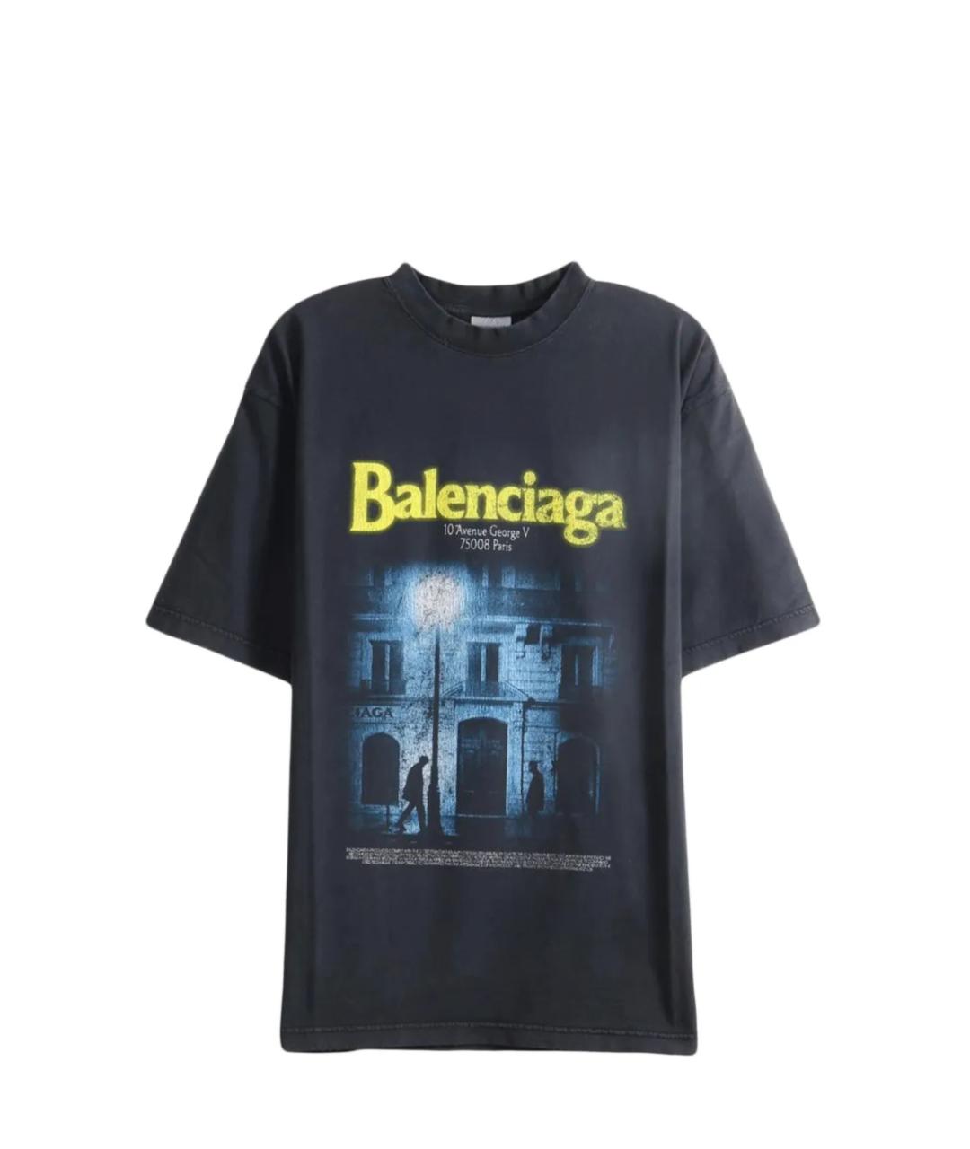 BALENCIAGA Черная хлопковая футболка, фото 4