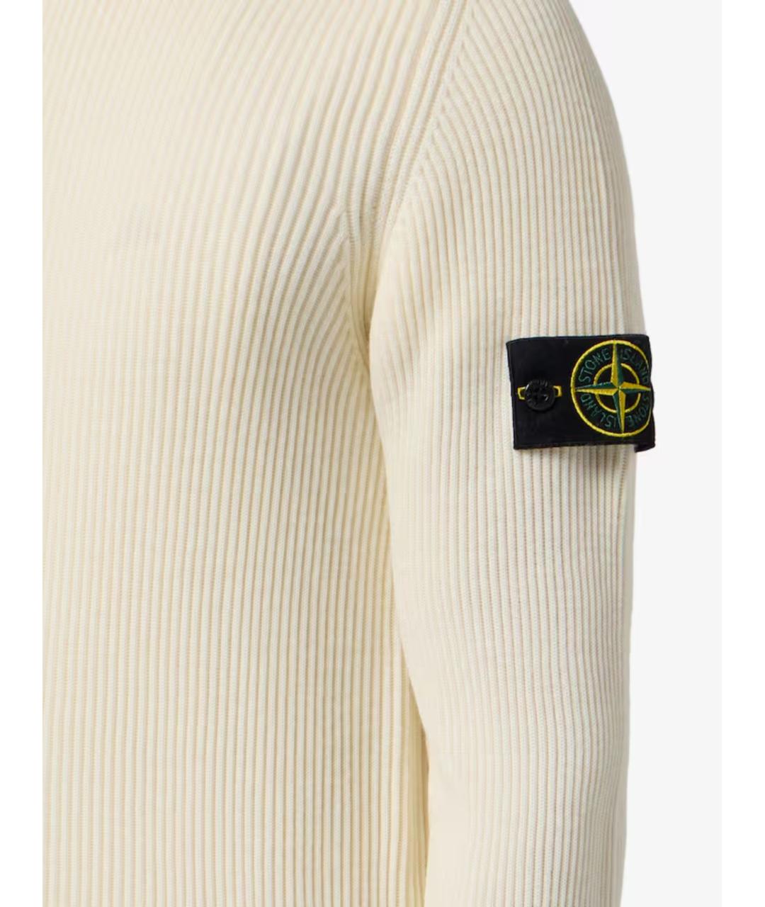 STONE ISLAND Бежевый шерстяной джемпер / свитер, фото 4