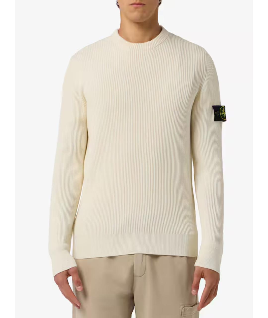STONE ISLAND Бежевый шерстяной джемпер / свитер, фото 2
