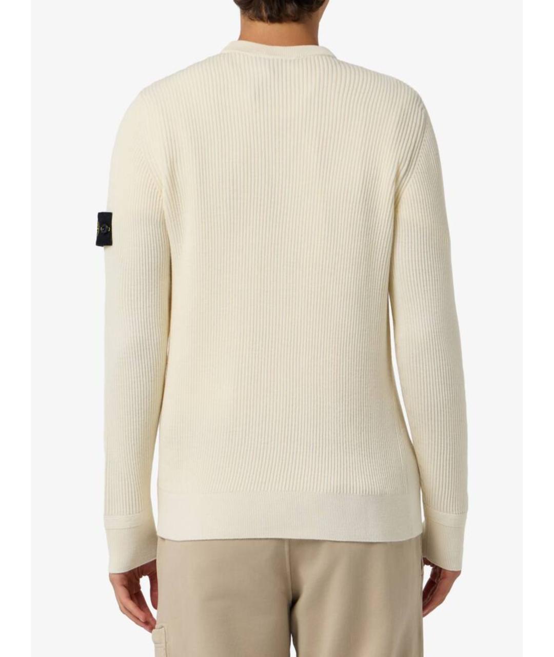 STONE ISLAND Бежевый шерстяной джемпер / свитер, фото 3