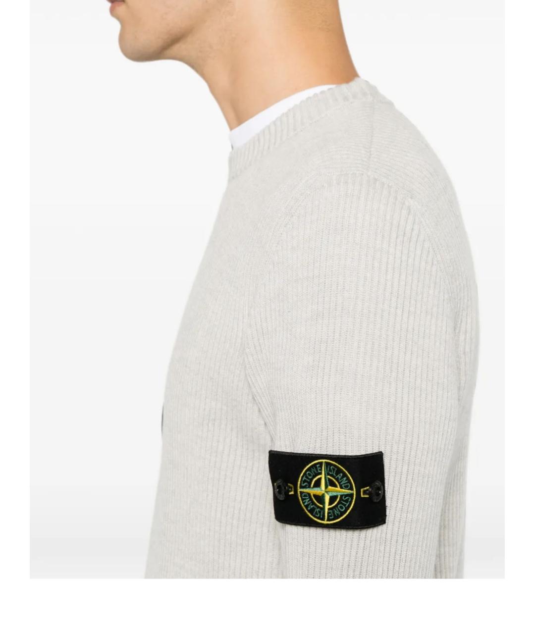 STONE ISLAND Бежевый шерстяной джемпер / свитер, фото 5