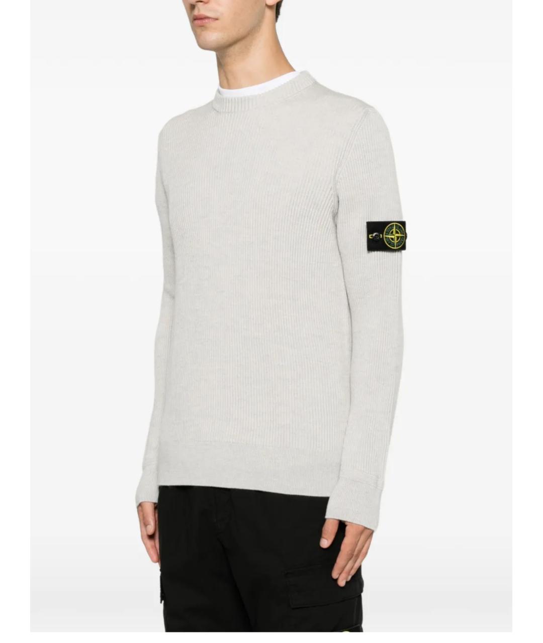 STONE ISLAND Бежевый шерстяной джемпер / свитер, фото 3