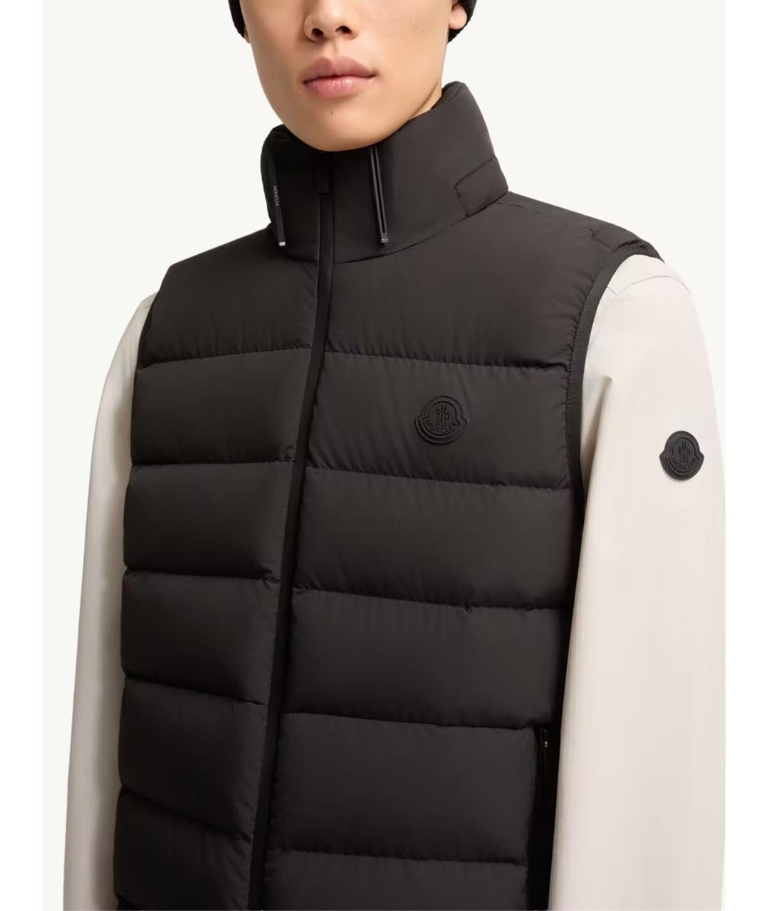 MONCLER Черный полиэстеровый жилет, фото 4