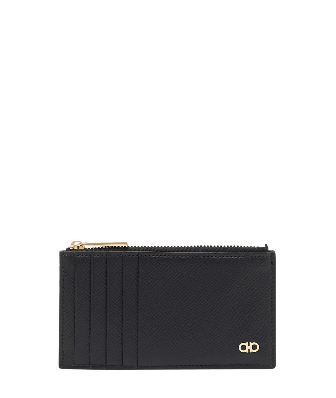 FERRAGAMO Черный кожаный кошелек, фото 1