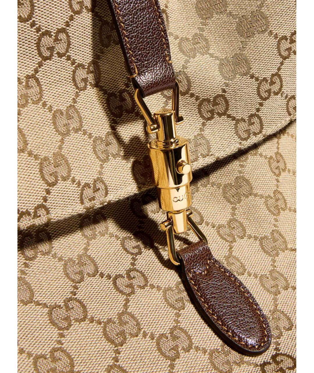 GUCCI Бежевая сумка на плечо из канвы, фото 4