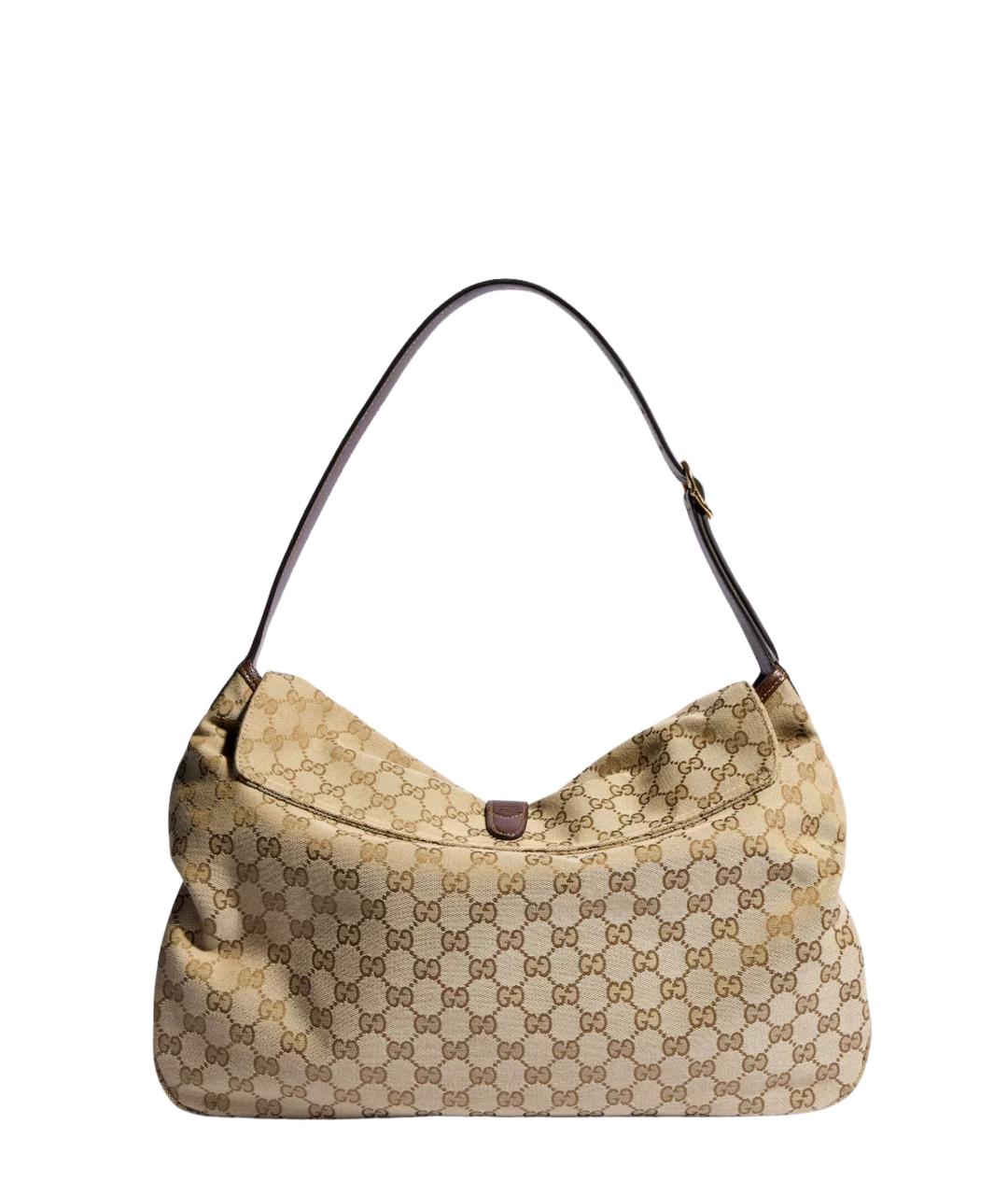 GUCCI Бежевая сумка на плечо из канвы, фото 3