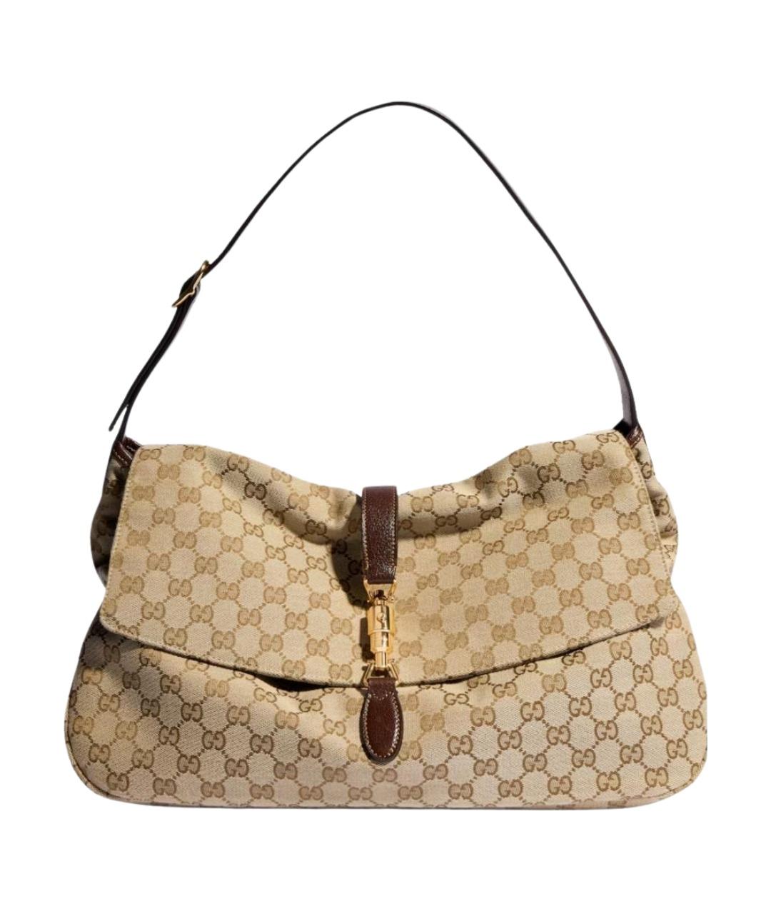 GUCCI Бежевая сумка на плечо из канвы, фото 1