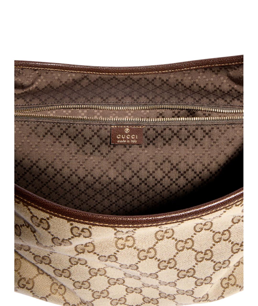 GUCCI Бежевая сумка на плечо из канвы, фото 5