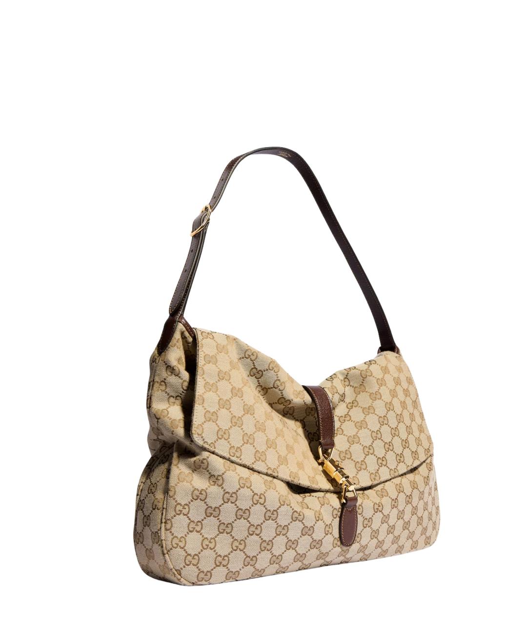 GUCCI Бежевая сумка на плечо из канвы, фото 2