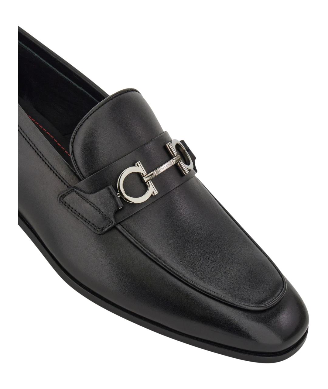 FERRAGAMO Черные кожаные лоферы, фото 4