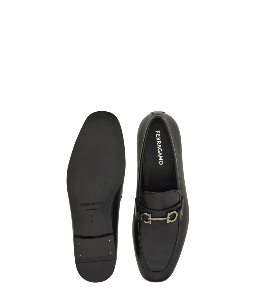 FERRAGAMO Черные кожаные лоферы, фото 3
