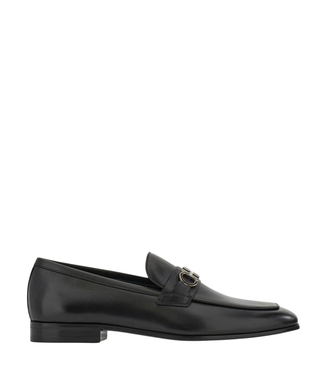 FERRAGAMO Черные кожаные лоферы, фото 1