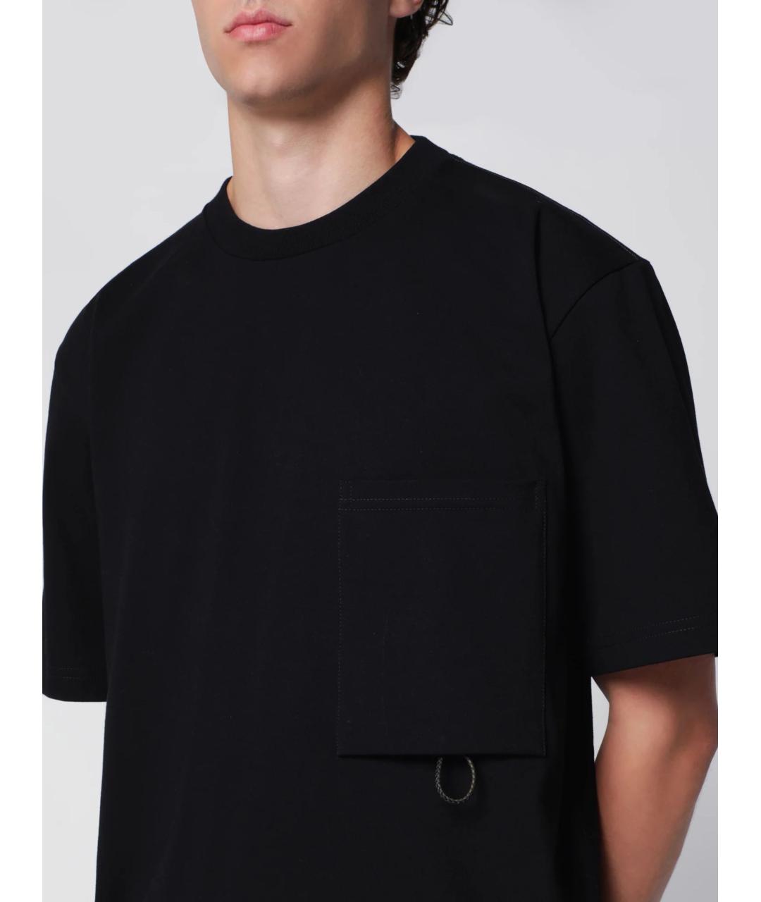 BOTTEGA VENETA Черная хлопковая футболка, фото 4