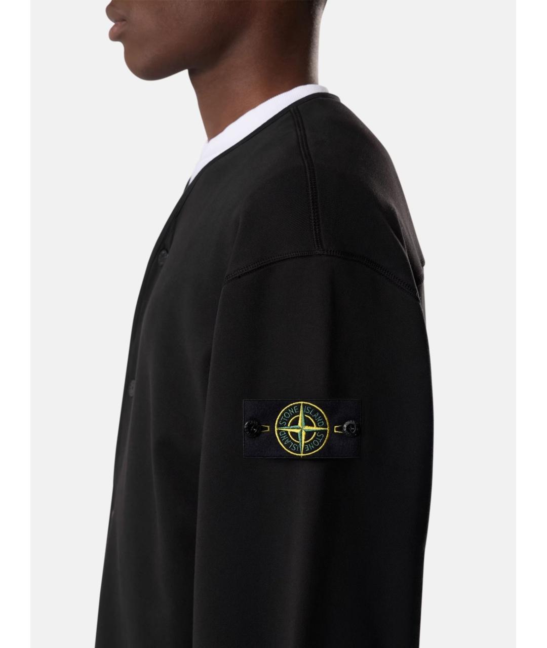 STONE ISLAND Черный хлопковый кардиган, фото 3