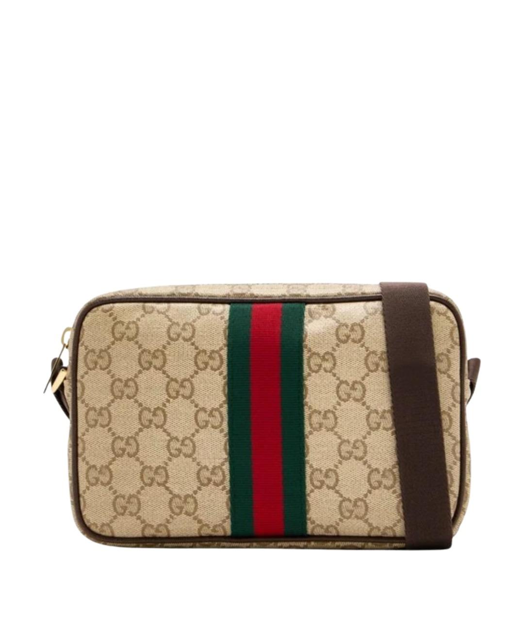 GUCCI Бежевая сумка на плечо из канвы, фото 1