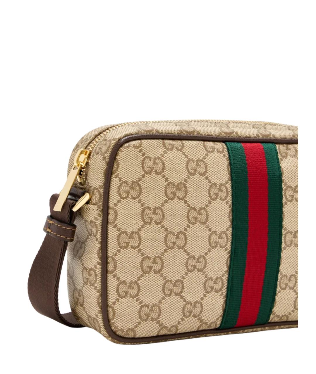 GUCCI Бежевая сумка на плечо из канвы, фото 3