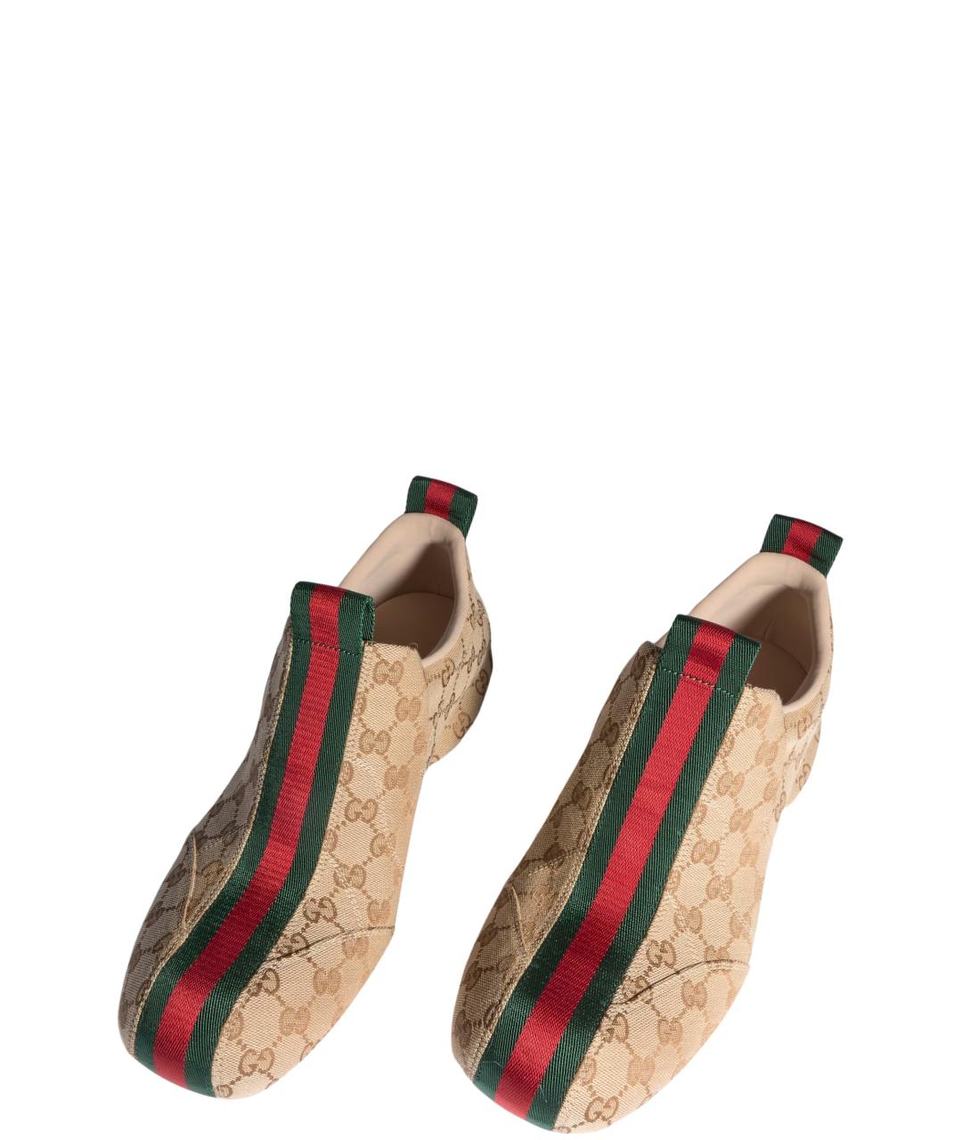 GUCCI Бежевые текстильные слипоны, фото 3