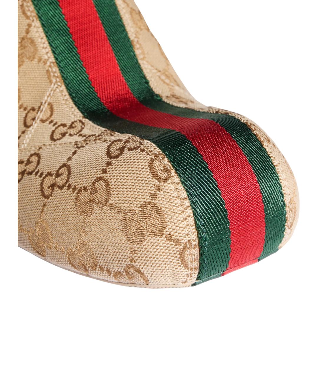GUCCI Бежевые текстильные слипоны, фото 5