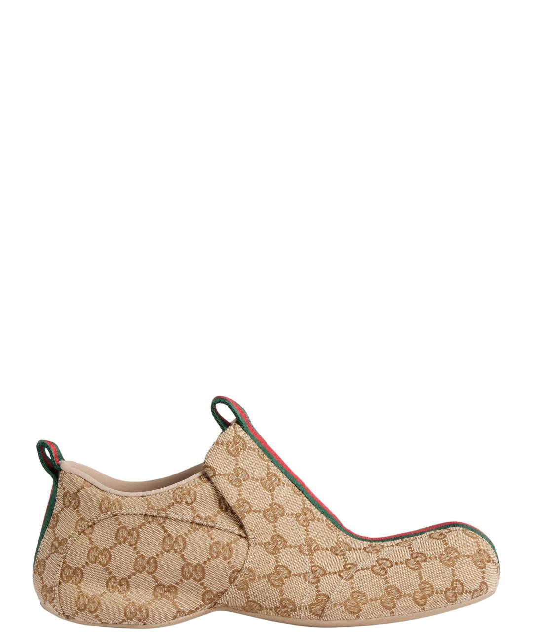 GUCCI Бежевые текстильные слипоны, фото 6