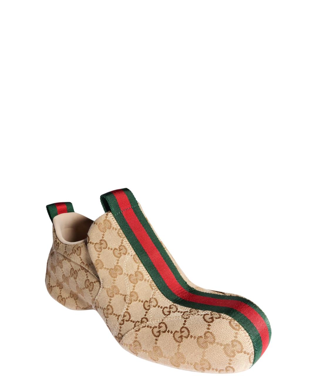 GUCCI Бежевые текстильные слипоны, фото 2