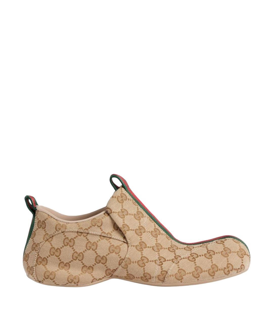 GUCCI Бежевые текстильные слипоны, фото 1