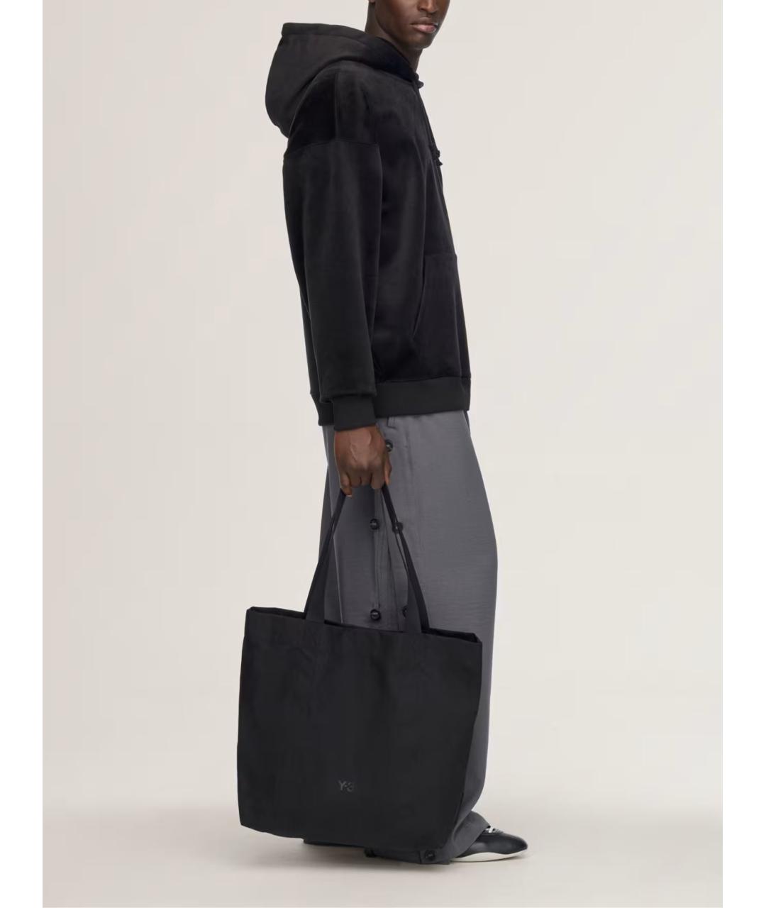 Y-3 Черная синтетическая сумка тоут, фото 5