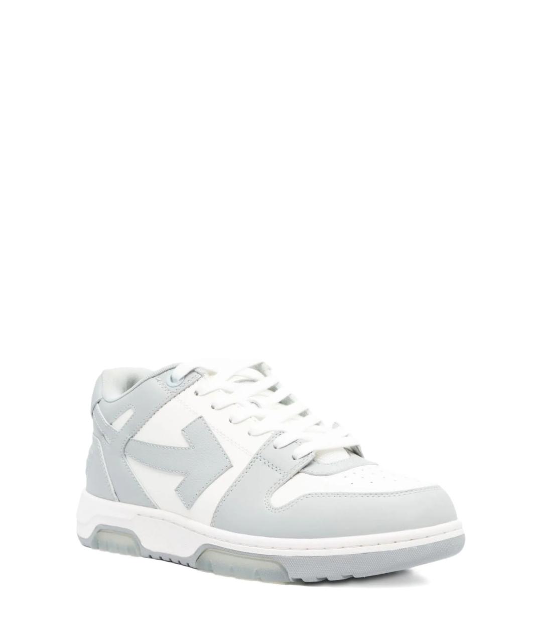OFF-WHITE Серые кожаные низкие кроссовки / кеды, фото 2