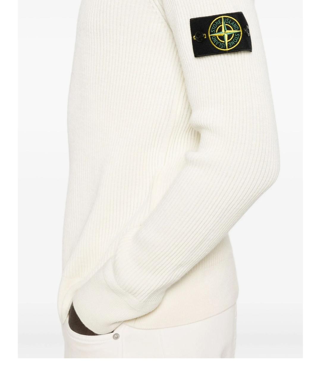 STONE ISLAND Бежевая шерстяная водолазка, фото 4