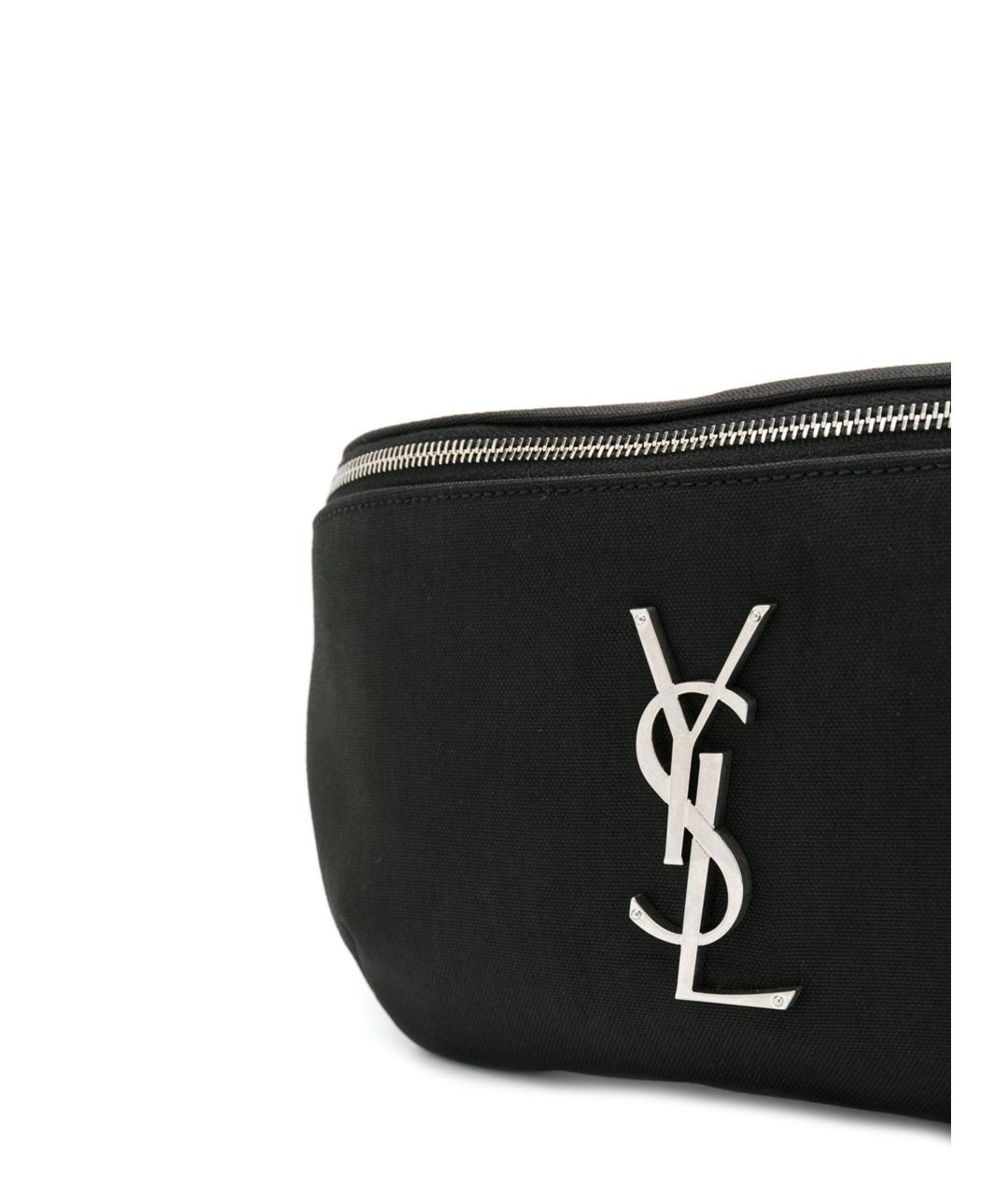 SAINT LAURENT Черная тканевая поясная сумка, фото 3