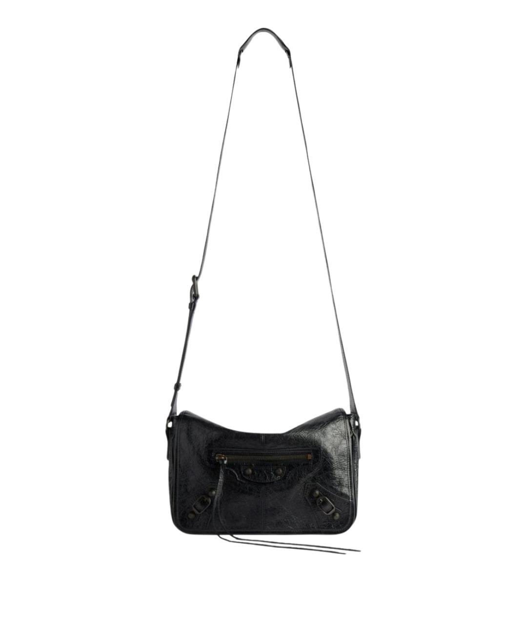 BALENCIAGA Черная кожаная сумка на плечо, фото 1