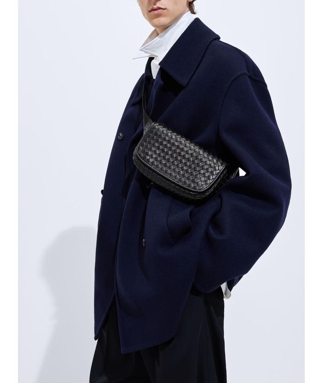 BOTTEGA VENETA Черная кожаная сумка на плечо, фото 4
