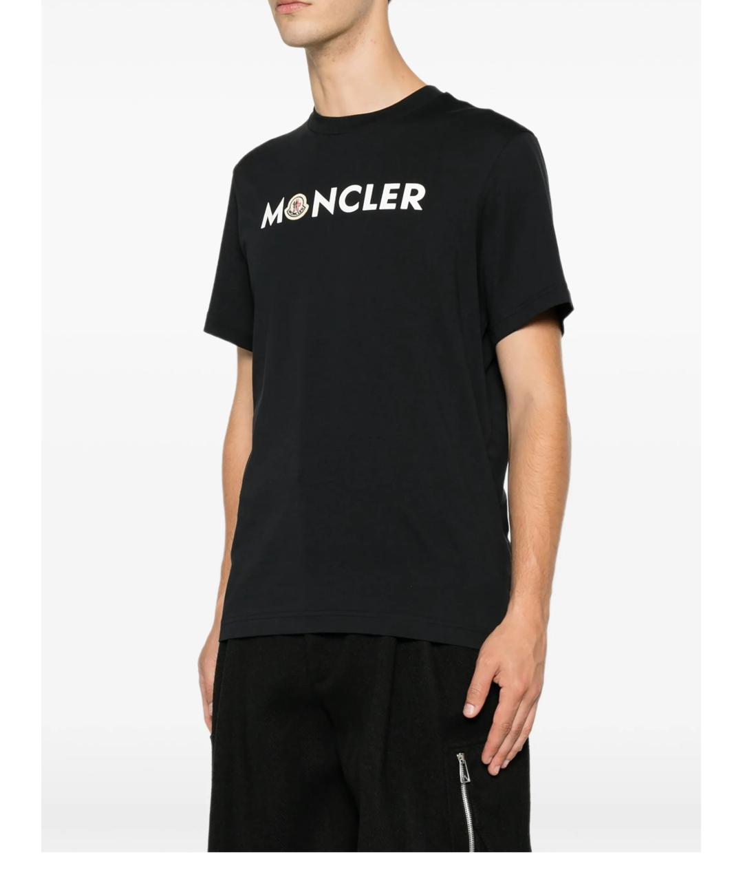 MONCLER Черная хлопковая футболка, фото 3
