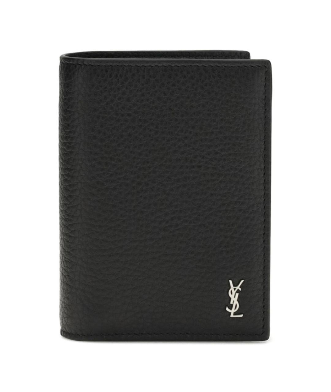 SAINT LAURENT Черный кожаный кошелек, фото 1
