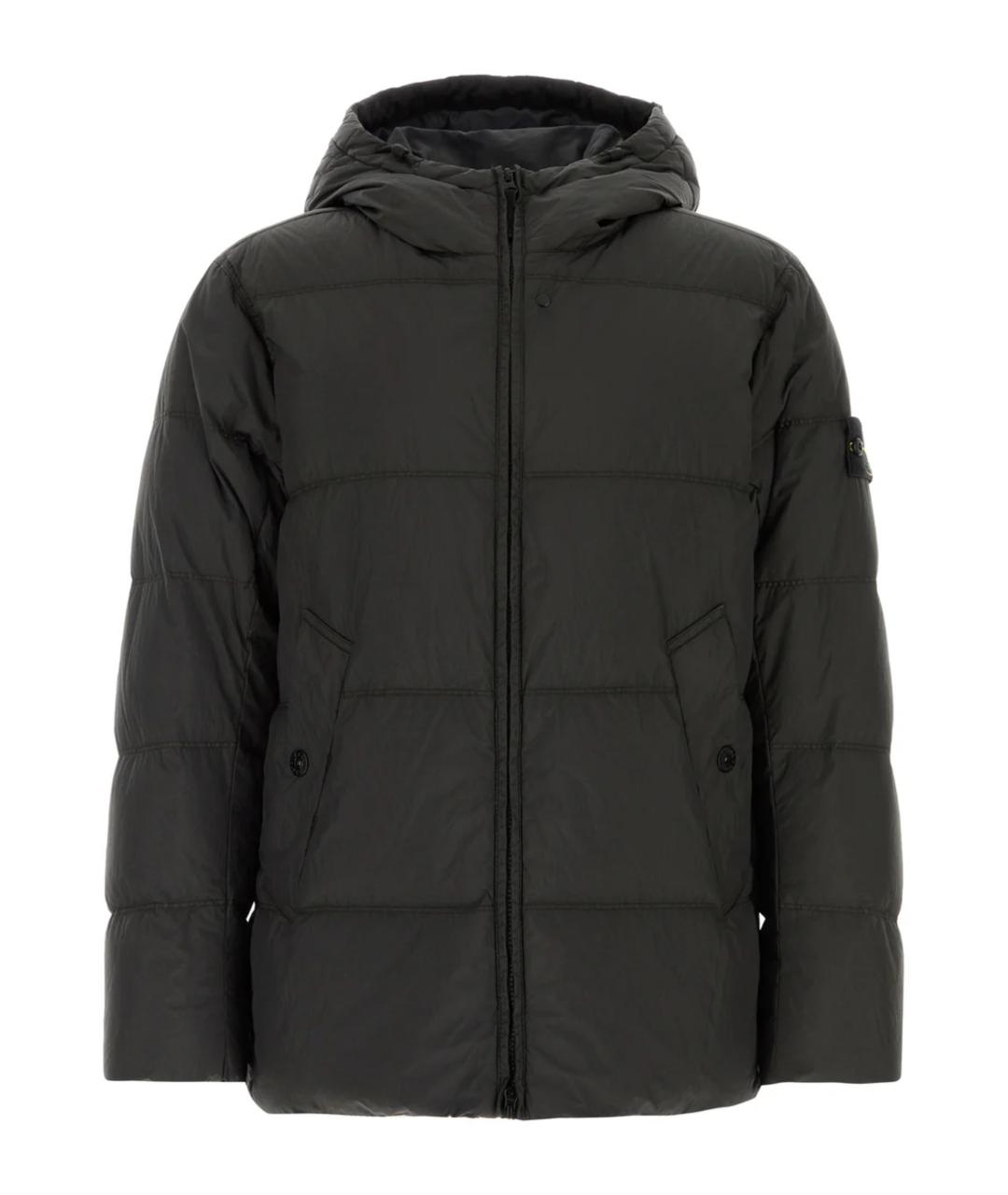 STONE ISLAND Антрацитовый полиамидовый пуховик, фото 1