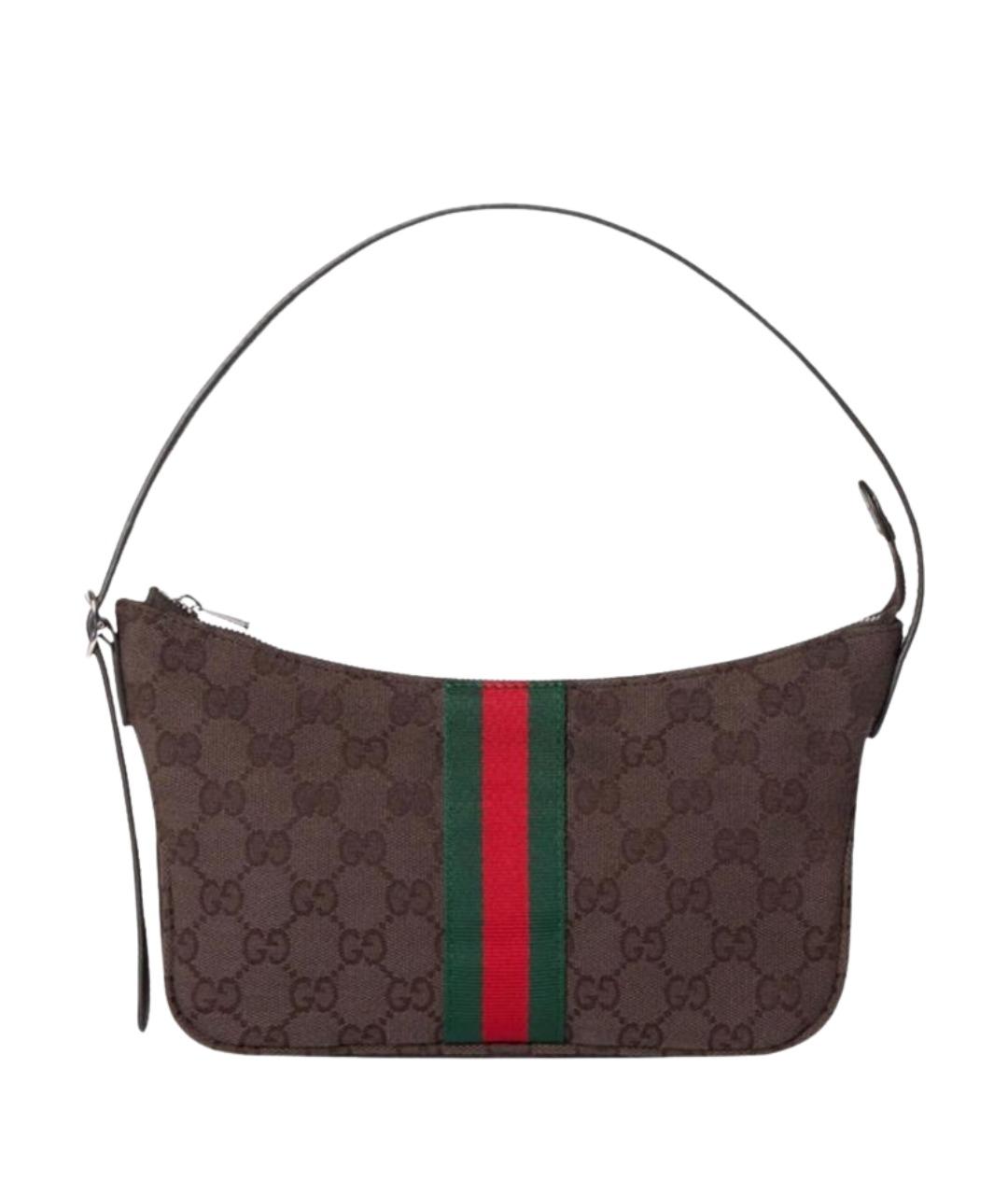GUCCI Коричневая сумка на плечо из канвы, фото 1