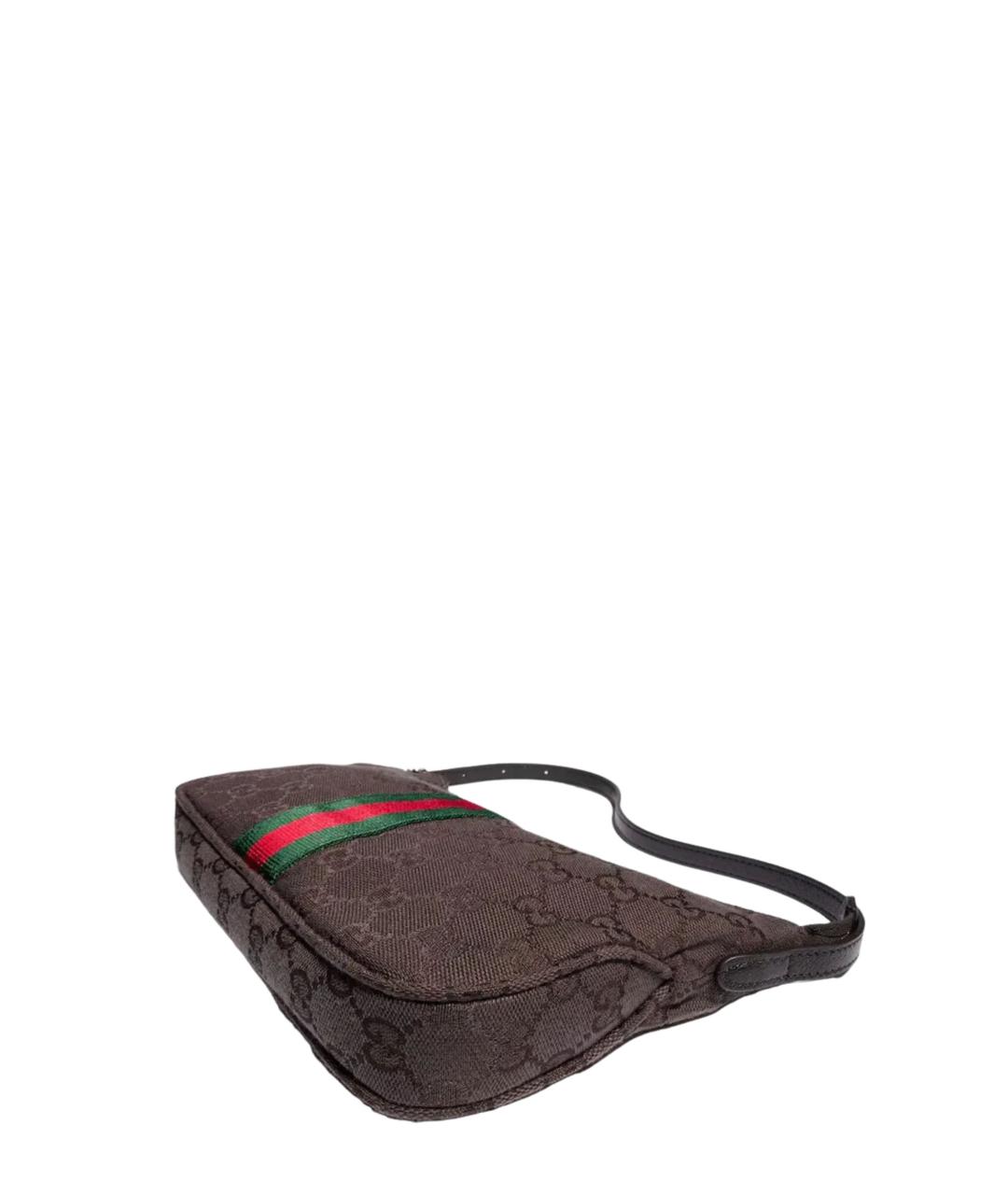 GUCCI Коричневая сумка на плечо из канвы, фото 3
