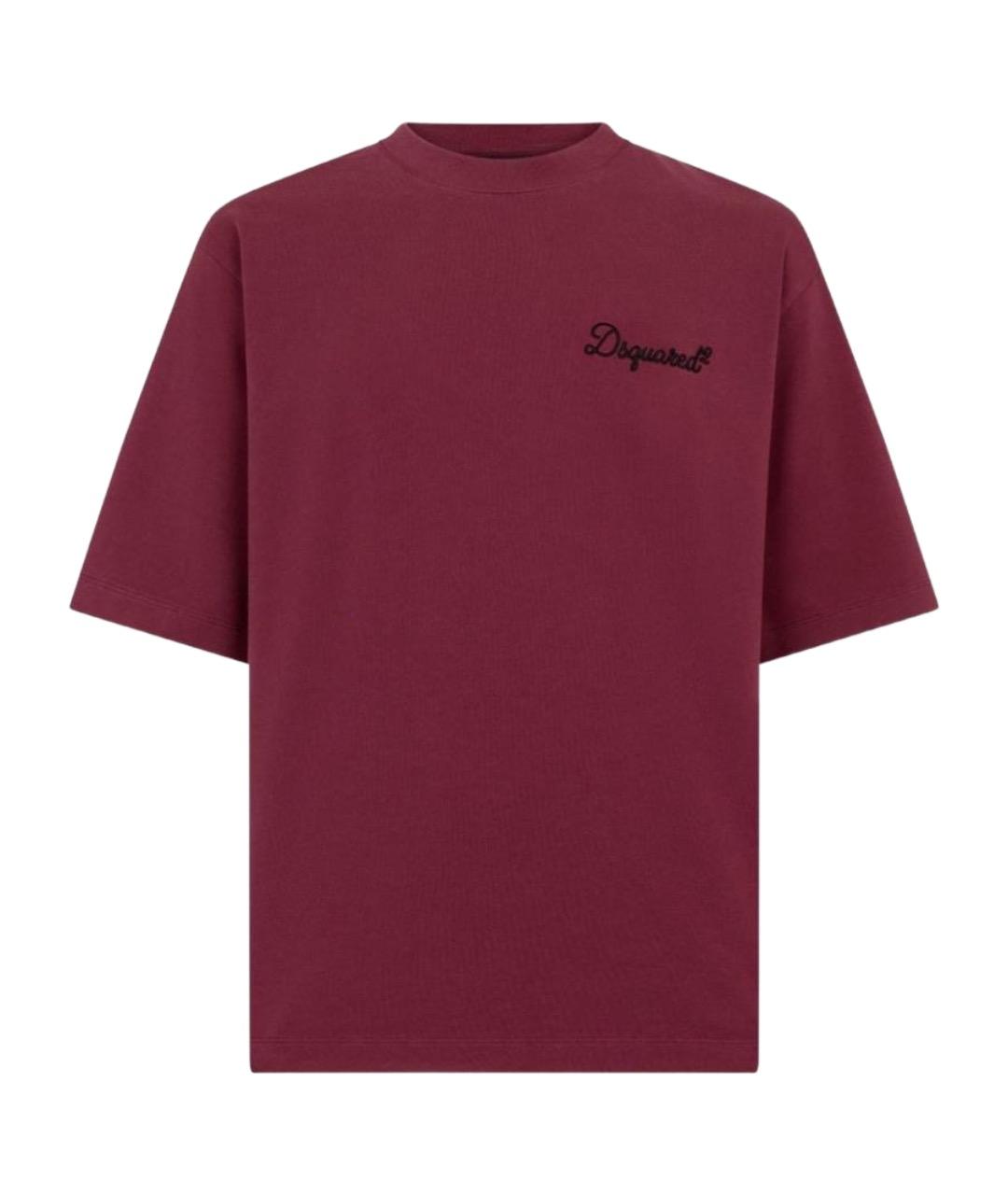 DSQUARED2 Бордовая хлопковая футболка, фото 1