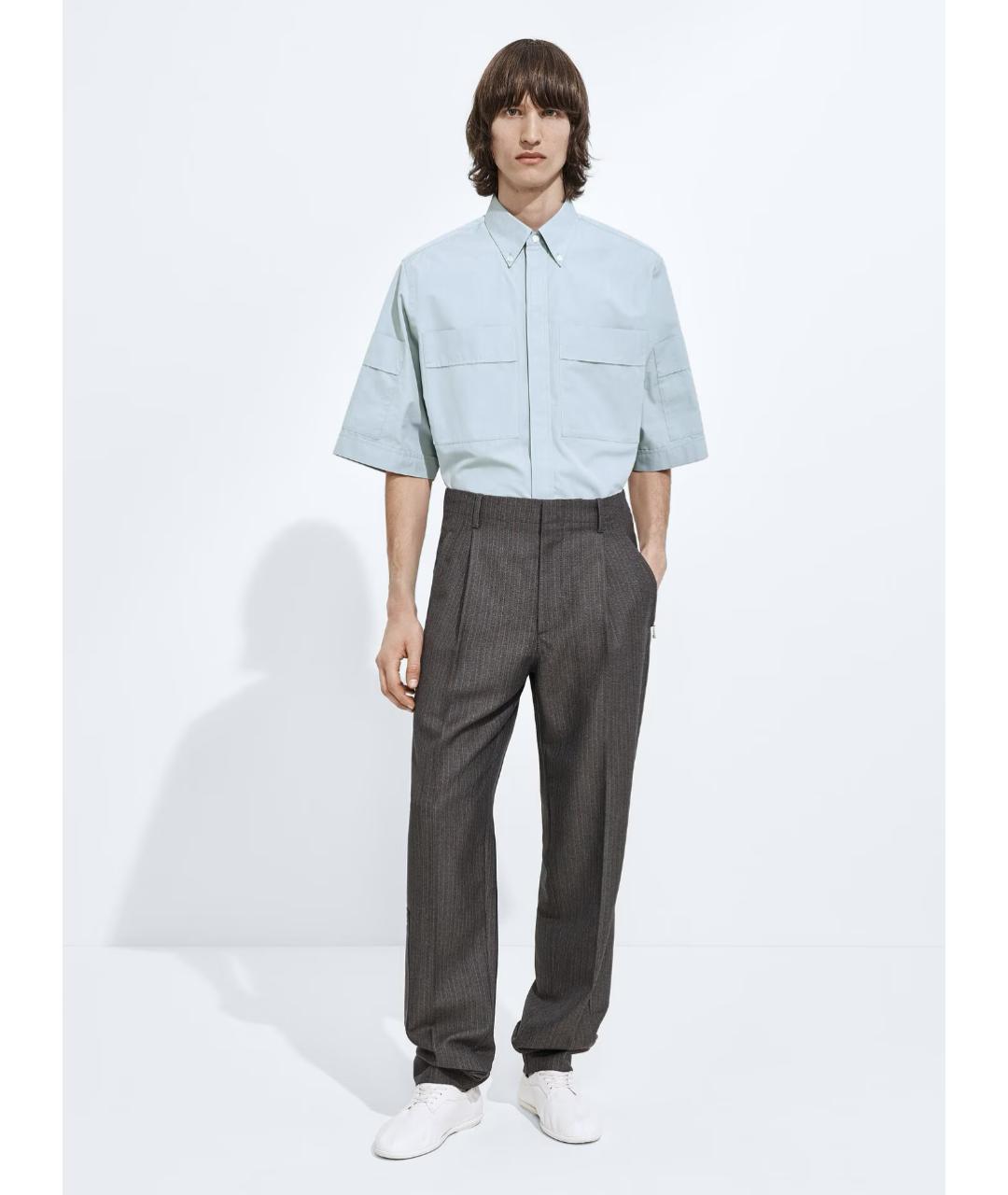 BOTTEGA VENETA Коричневые шерстяные повседневные брюки, фото 4