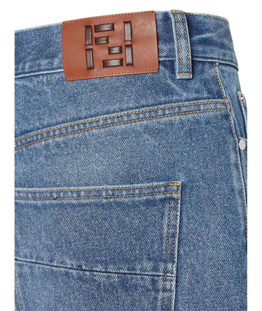FENDI Голубые хлопковые прямые джинсы, фото 3