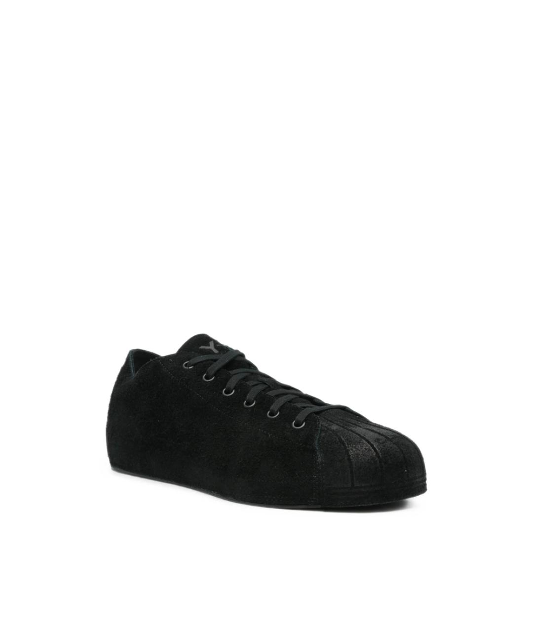 Y-3 Черные кожаные низкие кроссовки / кеды, фото 2