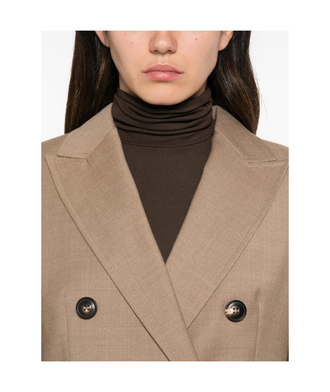MAX MARA STUDIO Бежевый полиэстеровый жакет/пиджак, фото 2