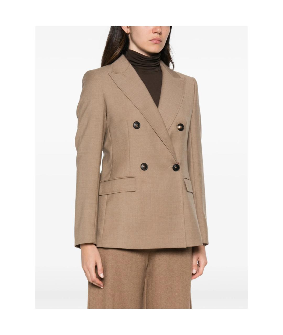 MAX MARA STUDIO Бежевый полиэстеровый жакет/пиджак, фото 3