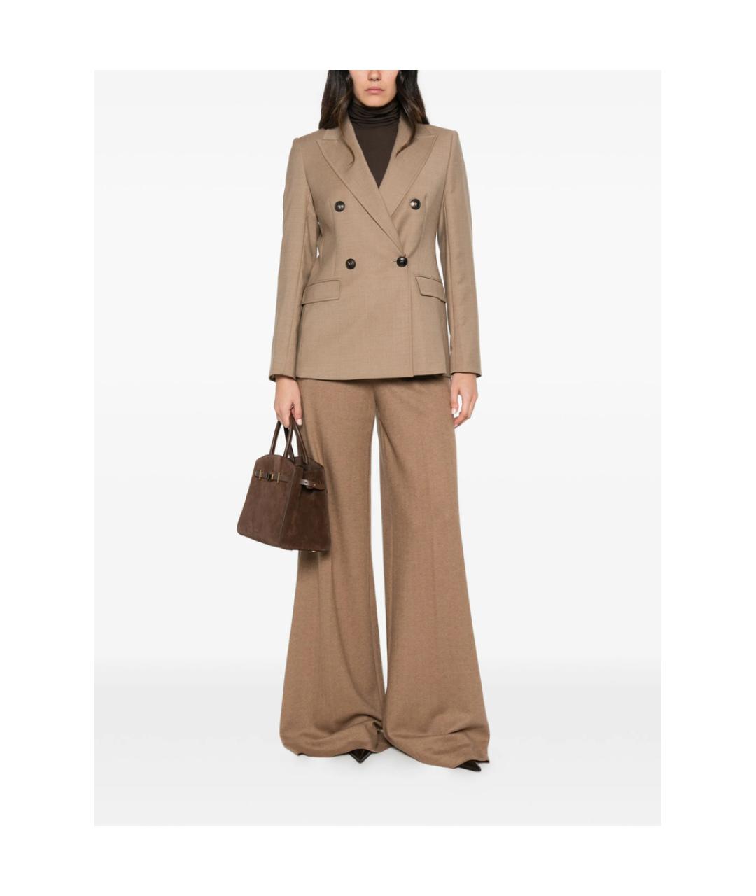 MAX MARA STUDIO Бежевый полиэстеровый жакет/пиджак, фото 4